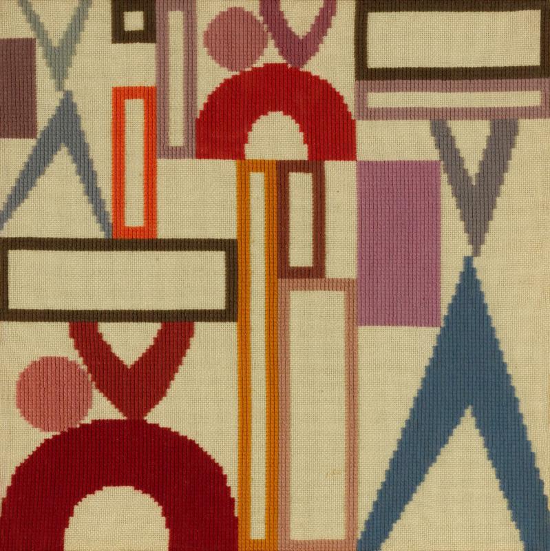 Sophie Taeuber-Arp (Sophie-Henriette Taeuber, dit), Tapisserie Dada, Composition à triangles, rectangles et parties d'anneaux [1916] 