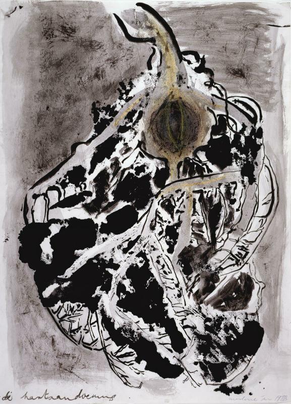 Marlene Dumas, « Die Hartaandoening » (L'affection de cœur), janvier 1988, 71,5 × 51,7 cm © Marlene Dumas © Centre Pompidou / dist. Rmn-Gp