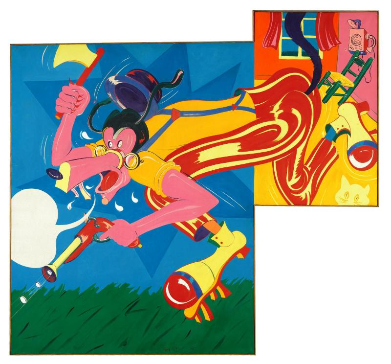 Bernard Rancillac, « Où es-tu ? Que fais-tu ? », 1965, huile sur toile, 178 × 195 cm Photo © Centre Pompidou / Dist. Rmn-Gp Le grand méchant loup de Disney