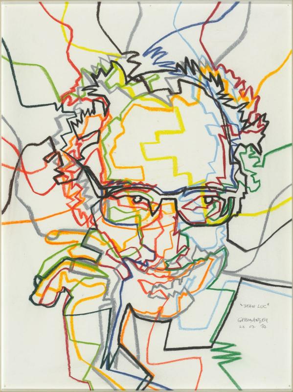 Gérard Fromanger, « Jean-Luc (portrait de Jean-Luc Godard) », 2011, pastel sur papier, 80 × 60 cm, photo © Centre Pompidou, dist. Rmn-Gp, © Gérard Fromanger
