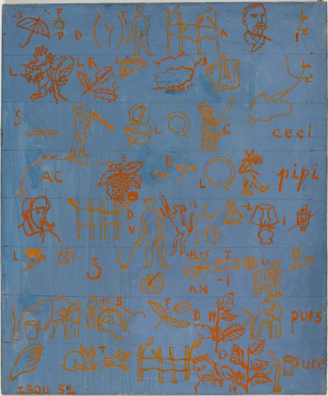 Isidore Isou, « Nombre (XXI) », 1952 Huile sur toile, 65 × 54 cm © Centre Pompidou
