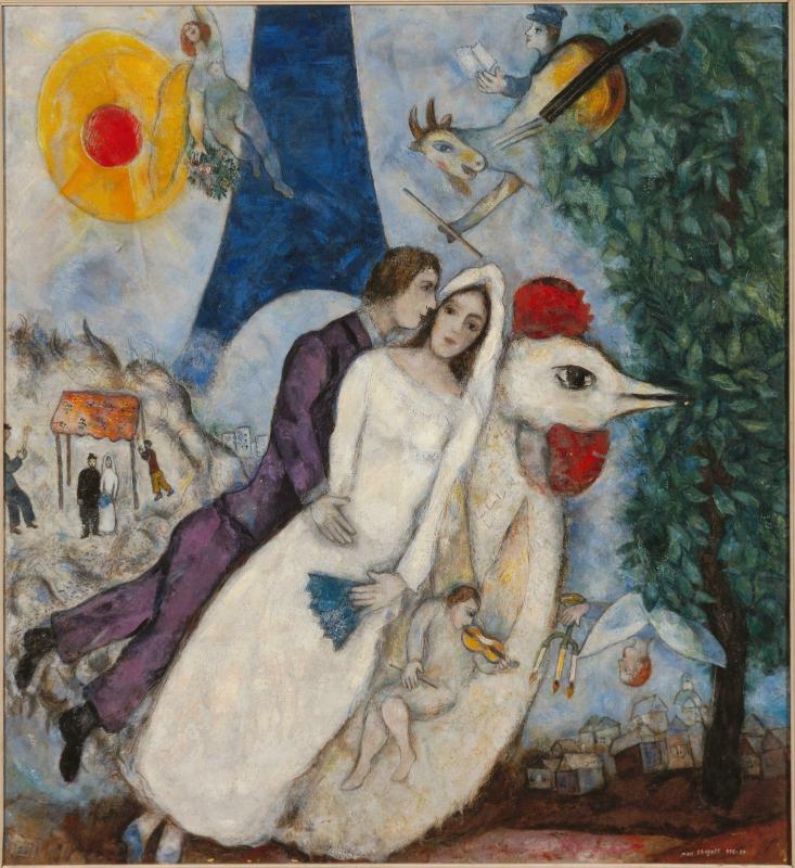 Marc Chagall, « Les mariés de la Tour Eiffel », 1938-1939