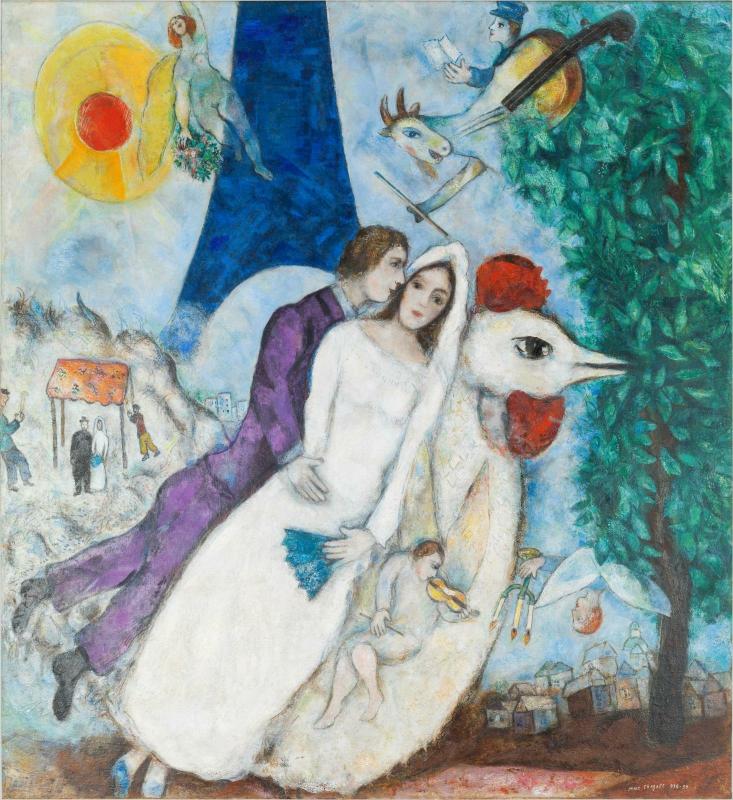 Marc Chagall, « Les mariés de la Tour Eiffel », 1938-1939