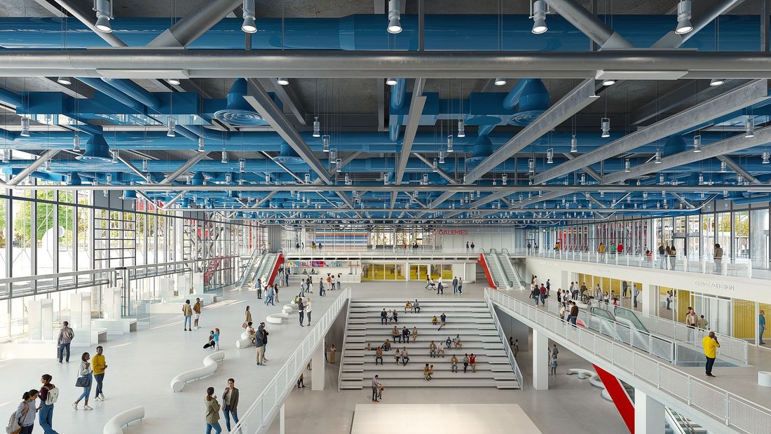 Centre Pompidou 2030 : maquette architecturale : intérieur : vue depuis la mezzanine
