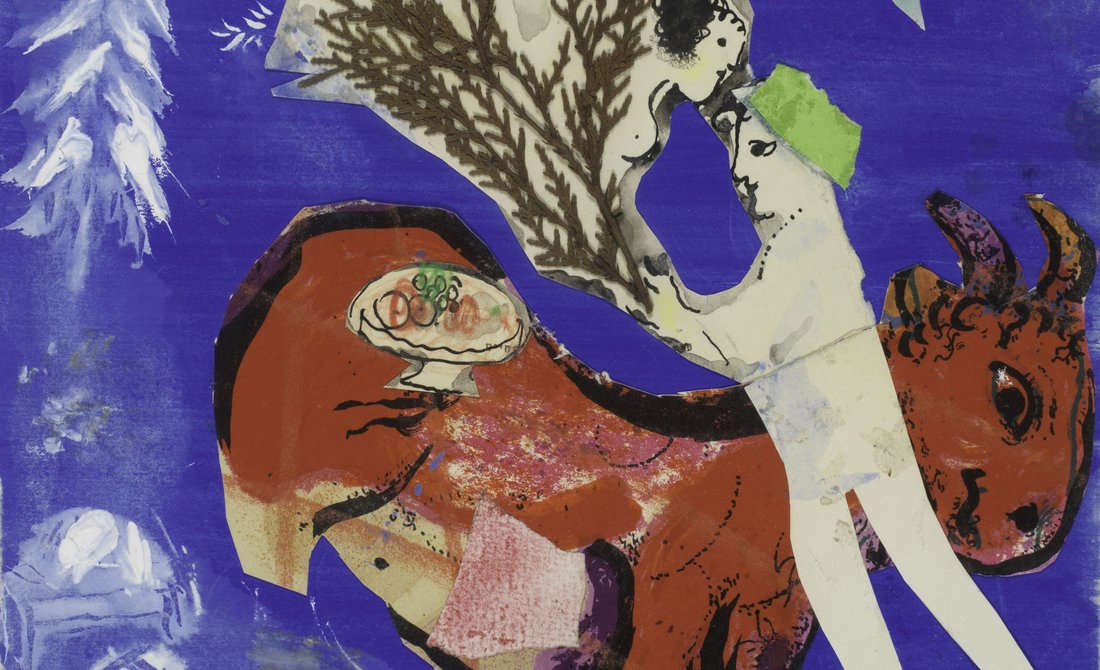 Marc Chagall Couple à la chèvre rouge Circa 1970