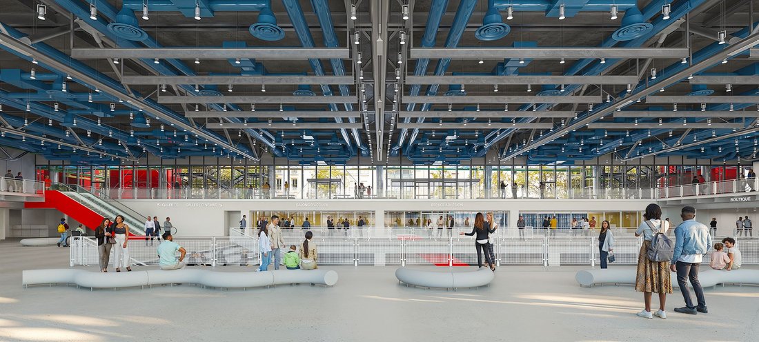 Centre Pompidou 2030 : maquette architecturale : intérieur : vue depuis l'entrée