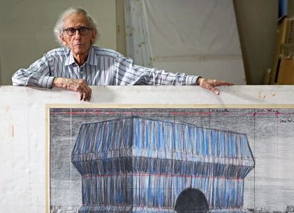 Christo, dessin préparatoire Arc de triomphe, atelier New York, 2019 © Photo Wolfgang Volz