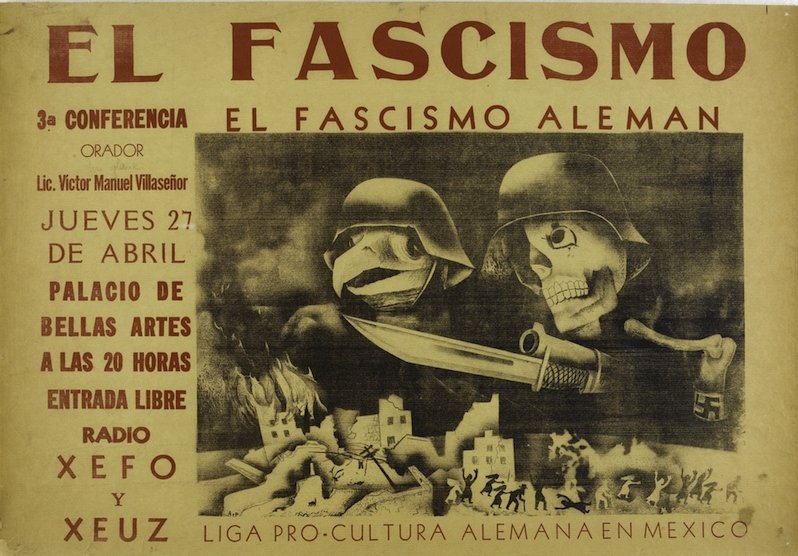 Taller de Gráfica Popular, « Le Fascisme, 3e conférence », Mexique, 1938 - repro affiche