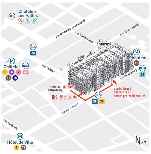 Plan accès Centre Pompidou pendant les travaux