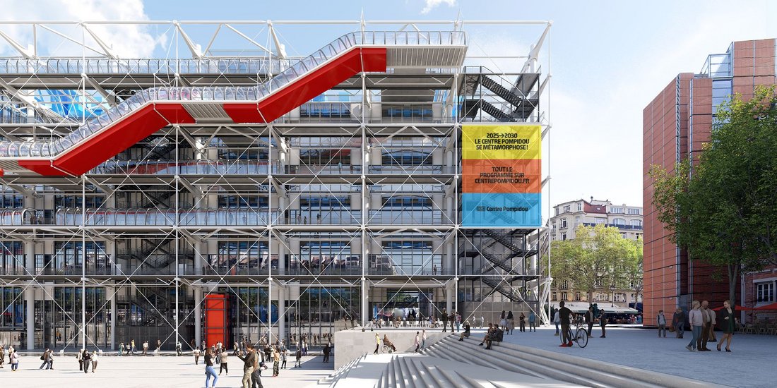 Centre Pompidou 2030 : maquette architecturale : vue depuis la Piazza