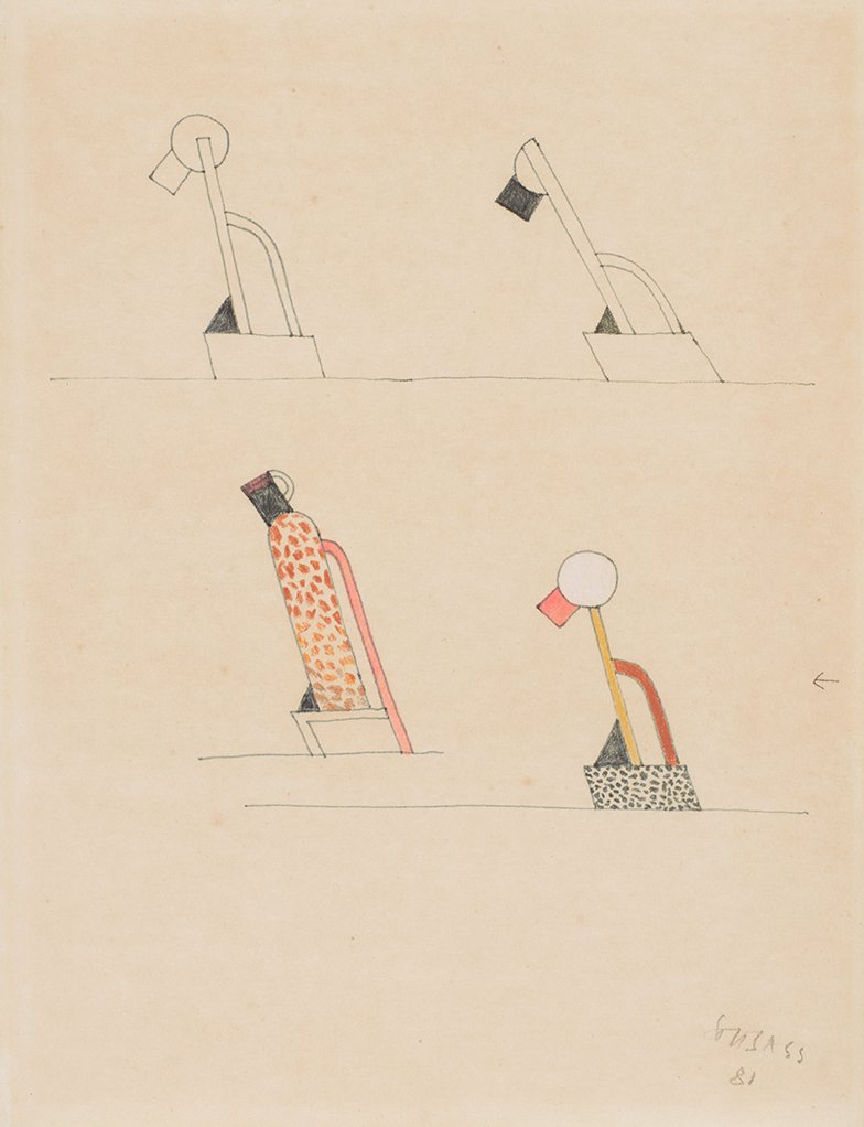 Ettore Sottsass Lampe de table Tahiti, 1981 Encre, crayon et crayon de couleur sur papier dessin 30 x 23 cm Don de l’artiste en 1999 Collection Centre Pompidou, Paris Musée national d’art moderne - Centre de création industrielle © Adagp, Paris