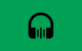 Les podcasts du centre Pompidou : picto : casque avec onde sonore, sur fond vert