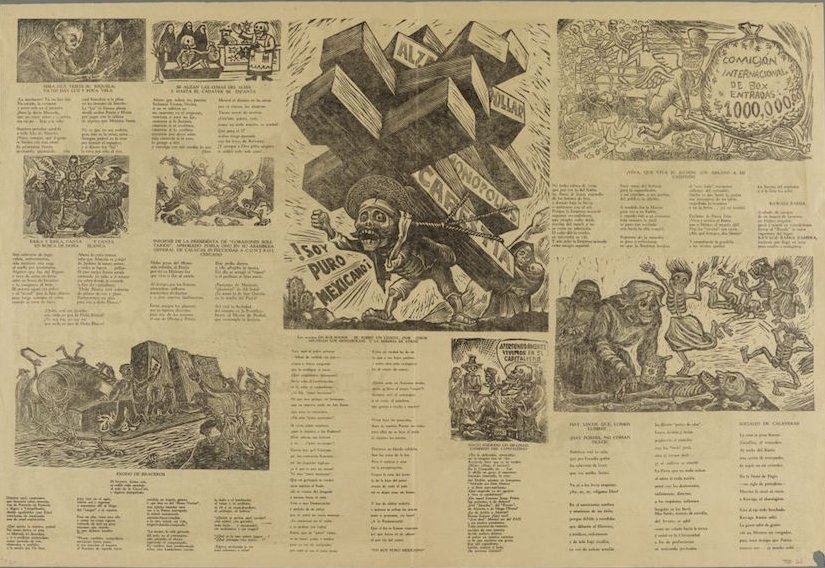 Taller de Gráfica Popular, Squelettes dévalorisés, Mexique, 1954 - repro journaux