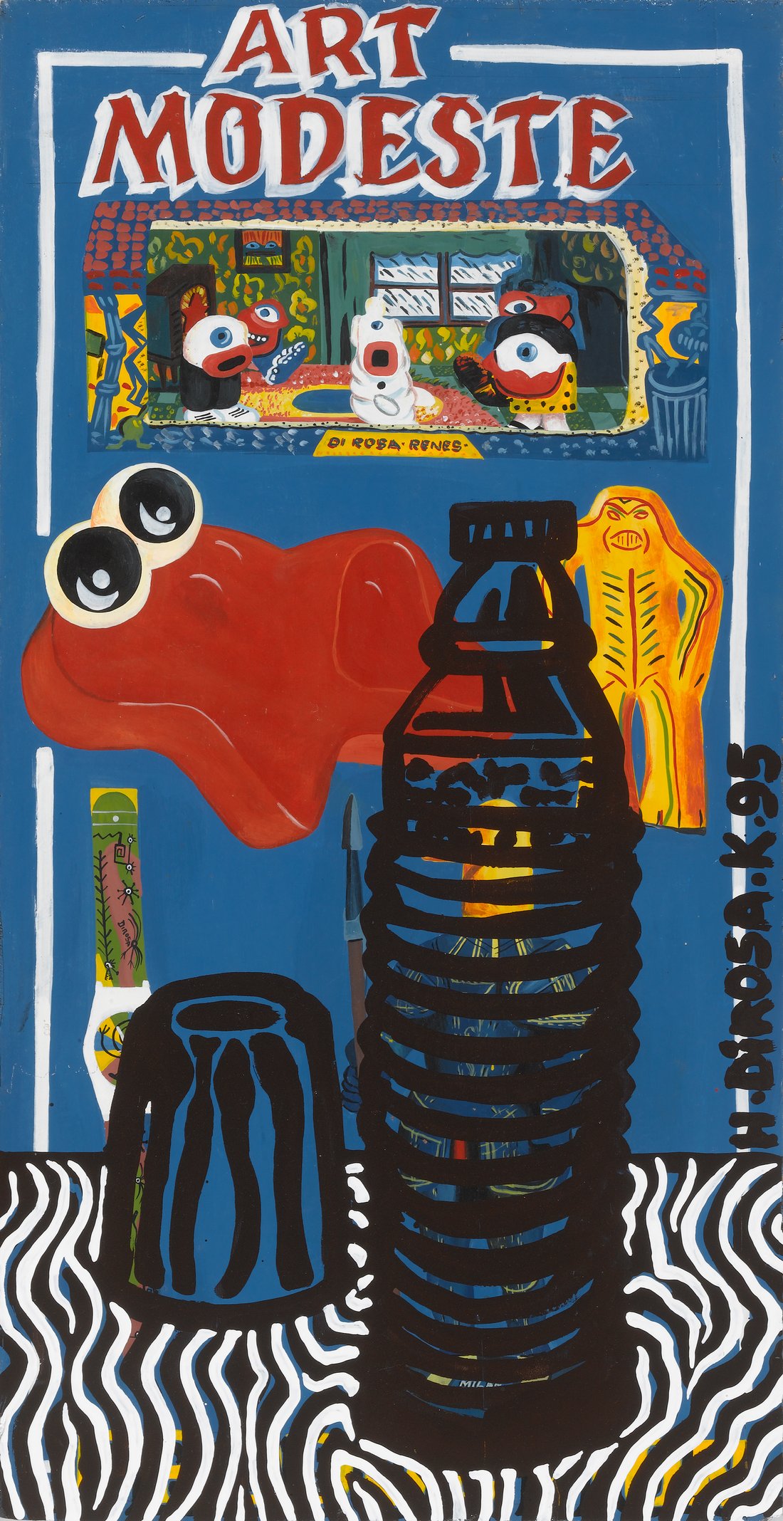 Hervé Di Rosa, Art modeste, 1995  Autour du monde, 2e étape, Kumasi, Ghana  Dans l’atelier Almighty God Art Works  Peinture glycérophtalique sur contreplaqué  88,5 × 45,4 cm  Don de l’artiste en 2013  © Centre Pompidou, Musée national d’art moderne, Paris © Adagp, Paris  Photo © Centre Pompidou, Mnam-Cci/Georges Meguerditchian/ Dist. Rmn-Gp 