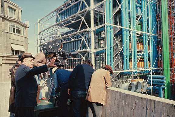 Roberto Rossellini, tournage du film Le centre Georges Pompidou, 1977, courtesy Fondation Genesium, Jacques Grandclaude © D.R.