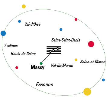 El Centro Pompidou en la región de Ile-de-France - mapa