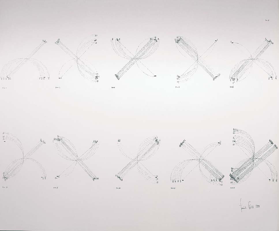 Notations chorégraphiques de Lucinda Childs pour sa pièce « Dance », 1979, impression offset, contribution à « Artifacts at the End of a Decade », 1980-1981, coll. bibliothèque Kandinsky