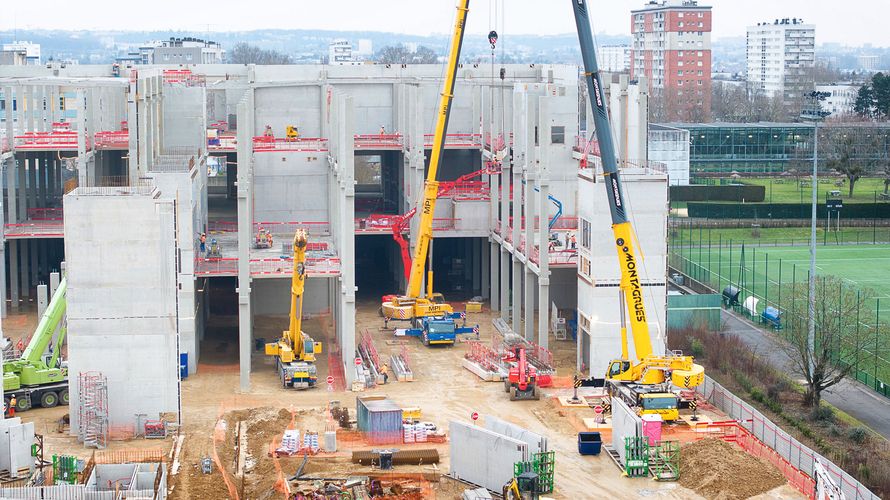 Vue du chantier du Centre Pompidou Francilien à Massy, février 2025
