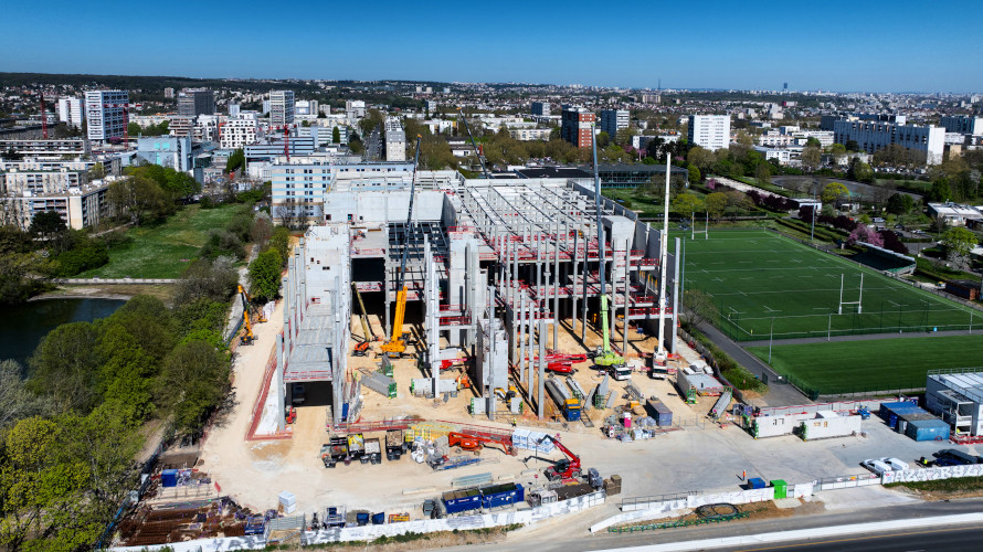 Vue du chantier du Centre Pompidou Francilien à Massy, février 2025