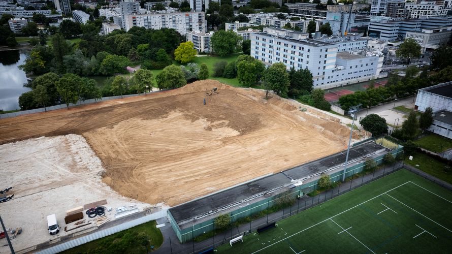 Vue du chantier du Centre Pompidou Francilien à Massy, juin 2024