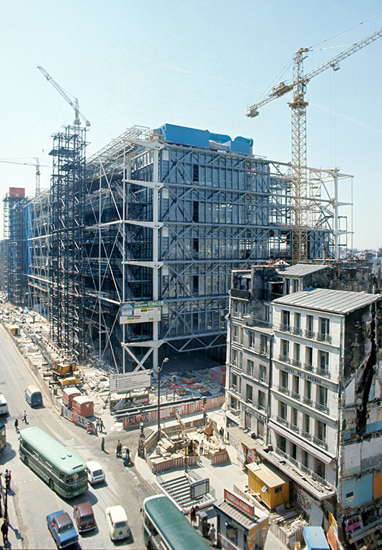 Vue du chantier du Centre Pompidou, côté rue du renard