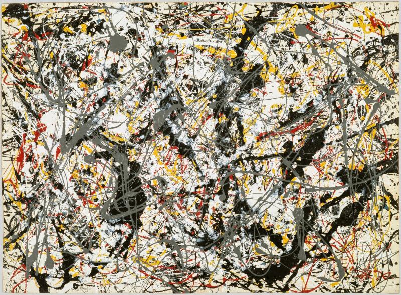 Painting (Silver over Black, White, Yellow and Red) (Peinture (Argent