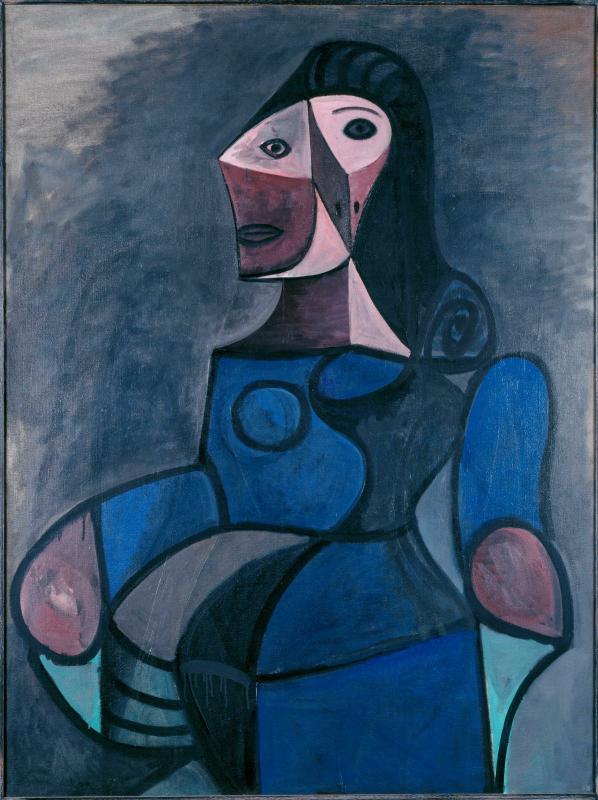 La femme blue sale