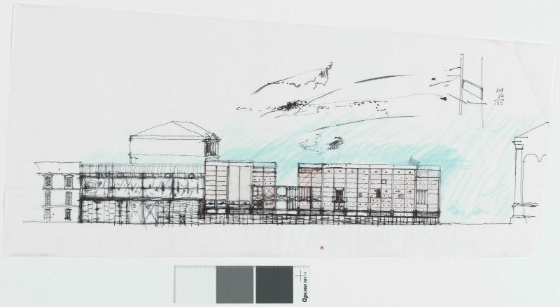 Croquis d'étude de la façade nord - Centre Pompidou