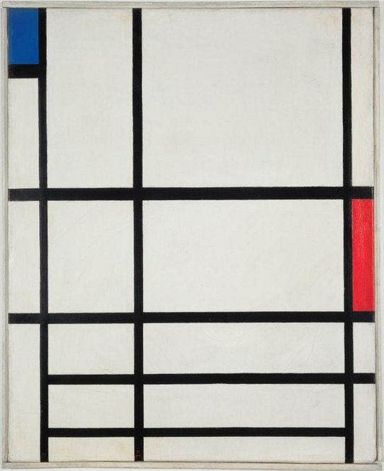 Piet Mondrian (Pieter-Cornelis Mondriaan, dit), Composition en rouge, bleu et blanc II 1937 