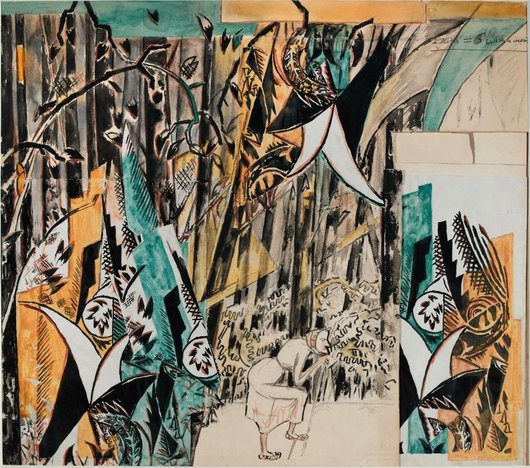 Mikhail F. Larionov, Projet de décor pour le tableau "Baba Jaga", dans le ballet Contes russes 1916 