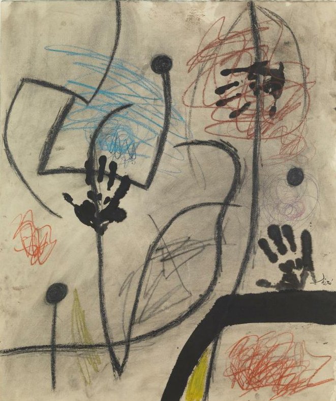 Joan Miró, « Mains et oiseaux dans l'espace », 1975 - repro