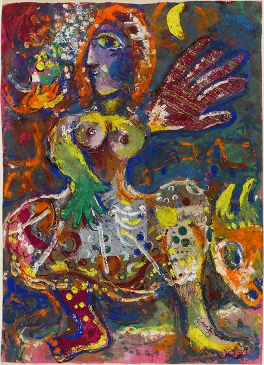 Marc Chagall, Femme aux mains rouges et vertes circa 1970 